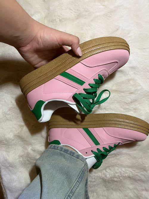 SNEAKERS Semelle épaisse rose et verte