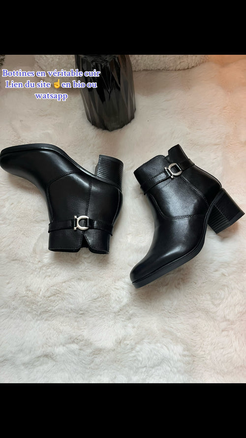 Bottines noir en véritable cuir